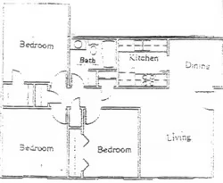 3 bed 1 Bath 232 floor plan